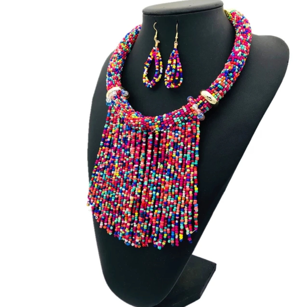 Ethnic Tassel Beads Set